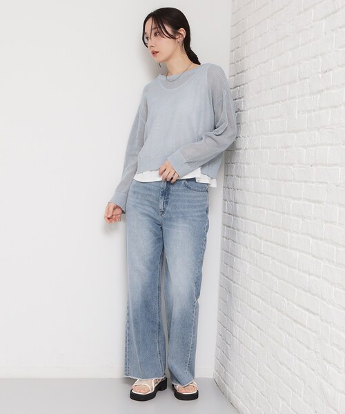 THE SHOP TK （ザ ショップ ティーケー ）の「【2点セット】前後2wayラメメッシュタンクセット（カーディガン/ボレロ・レディース・ブラック/ライトブルー/ライトベージュ・13/12）」の21枚目の写真