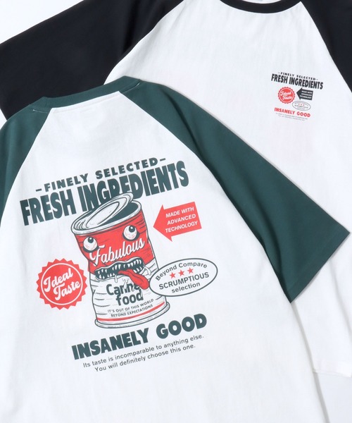 SITRY（シトリー）の「Raglan Sleeve ＆ Ringer Print T-shirt/接触冷感 オーバーサイズ ヴィンテージライク ラグランスリーブ リンガーTシャツ 半袖Tシャツ レディース メンズ（Tシャツ/カットソー・メンズ・ホワイト系その他3/ホワイト×グリーン/ホワイト×ブラック/ホワイト系その他/ホワイト系その他4/ホワイト系その他2/ホワイト系その他5/ホワイト×レッド・L/M）」の3枚目の写真
