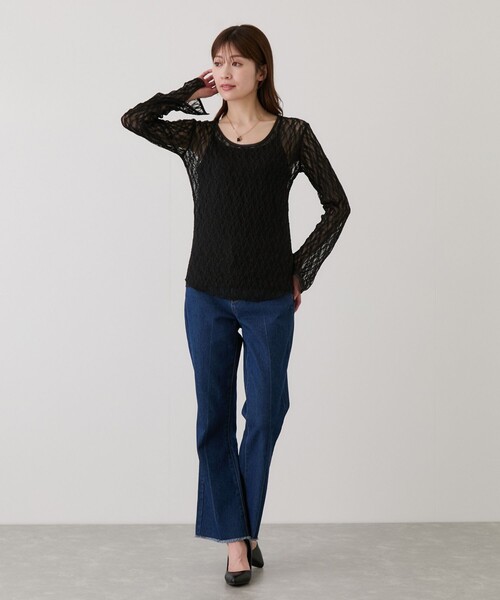 Jayro（ジャイロ）の「ストレッチレースプルオーバー（Tシャツ/カットソー・レディース・ホワイト系その他/ブラック・M）」の8枚目の写真