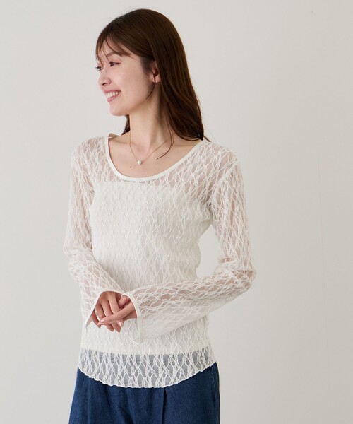 Jayro（ジャイロ）の「ストレッチレースプルオーバー（Tシャツ/カットソー・レディース・ホワイト系その他/ブラック・M）」の13枚目の写真