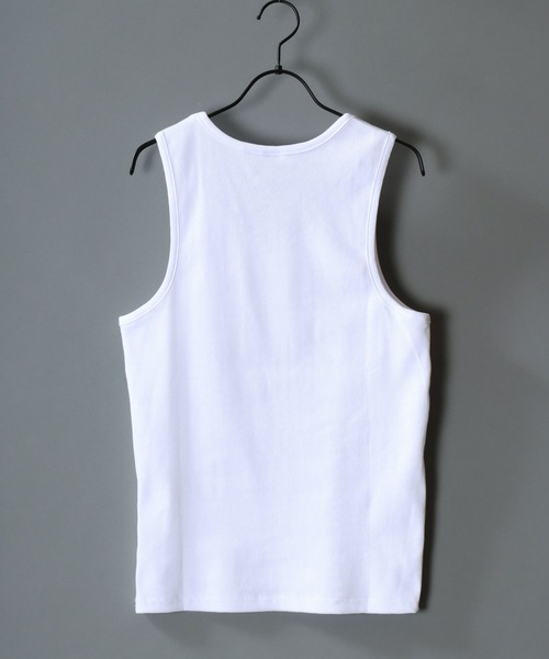 SITRY（シトリー）の「Line Stone Teleco Tank Top/ラインストーン ショート丈 テレコタンクトップ ノースリーブ インナータンク（タンクトップ・メンズ・ブラック/ホワイト・L/M）」の5枚目の写真