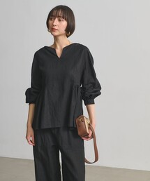 リネン スキッパー ペプラム ブラウス ‐ウォッシャブル‐