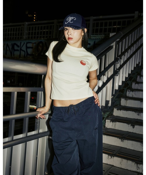 KEBOZ（ケボズ）の「W BB S/S TEE（Tシャツ/カットソー・レディース・ホワイト/ライトイエロー/ネイビー・ONE SIZE）」の3枚目の写真