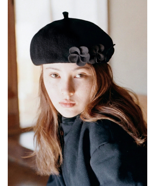 THE BERET ブラック ベレー帽　ヴィベカ VINCA BERET IN BLACK（ハンチング/ベレー帽）｜POESIEDAME