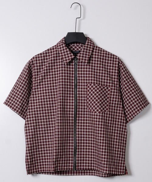 JOHN'S CLOSET(ジョンズクローゼット)の「【31】先染めミニチェック ハーフスリーブ ジップシャツ(シャツ/ブラウス・メンズ・レッド/ブラック/ブルー・LARGE/MEDIUM)」の14枚目の写真