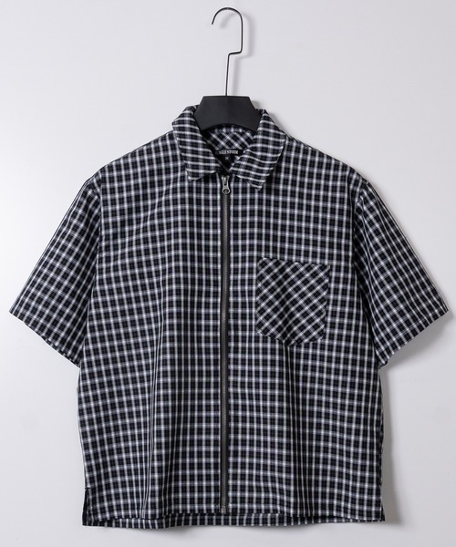 JOHN'S CLOSET(ジョンズクローゼット)の「【31】先染めミニチェック ハーフスリーブ ジップシャツ(シャツ/ブラウス・メンズ・レッド/ブラック/ブルー・LARGE/MEDIUM)」の12枚目の写真