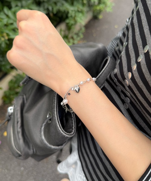 Peony（ピオニー）の「【Peony/ピオニー】パール＆スターミニチェーン　ハートモチーフブレスレット（ブレスレット・レディース・ゴールド/シルバー・FREE）」の8枚目の写真
