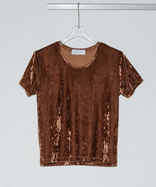 ADAM ET ROPE'(アダムエロペ)の「クラッシュベロアTEE(Tシャツ/カットソー・レディース・ブルー系その他6/オフホワイト/ブラウン系その他3/ネイビー・FREE)」の3枚目の写真