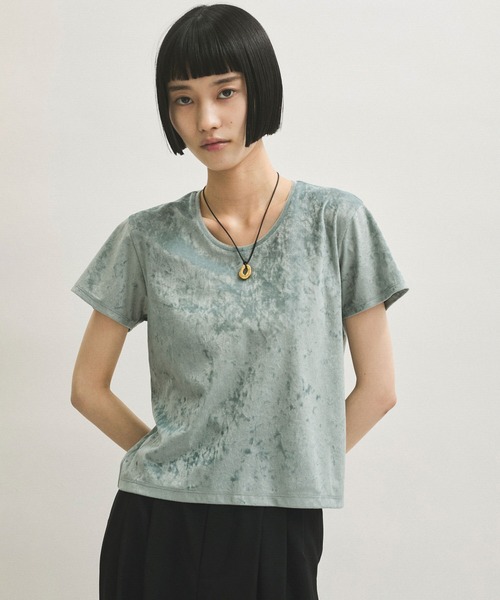 ADAM ET ROPE'(アダムエロペ)の「クラッシュベロアTEE(Tシャツ/カットソー・レディース・ブルー系その他6/オフホワイト/ブラウン系その他3/ネイビー・FREE)」の14枚目の写真