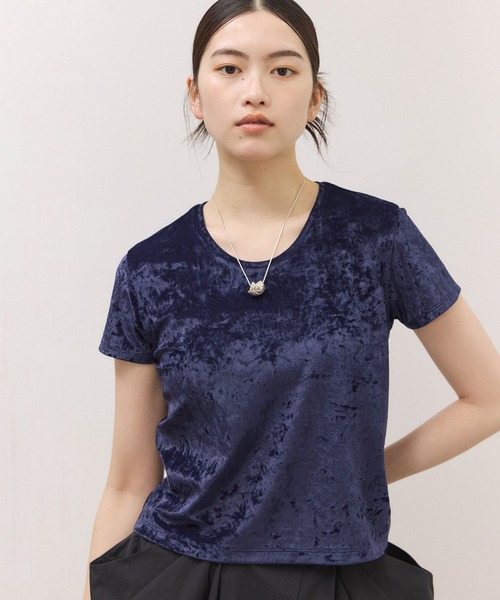 ADAM ET ROPE'(アダムエロペ)の「クラッシュベロアTEE(Tシャツ/カットソー・レディース・ブルー系その他6/オフホワイト/ブラウン系その他3/ネイビー・FREE)」の17枚目の写真