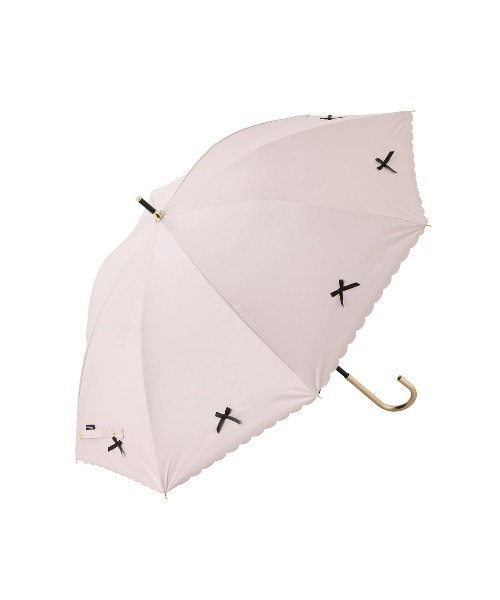 tutuanna（チュチュアンナ）の「[UVカット・遮光率100％]裾スカラップリボン付き日傘（晴雨兼用）（長傘・レディース・ブラック/ピンク・フリー）」の2枚目の写真