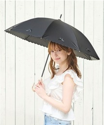 tutuanna | [UVカット・遮光率100％]裾スカラップリボン付き日傘（晴雨兼用）(長傘)