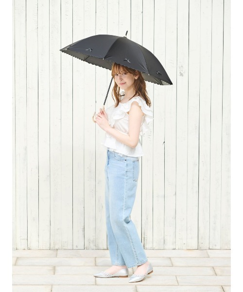 tutuanna（チュチュアンナ）の「[UVカット・遮光率100％]裾スカラップリボン付き日傘（晴雨兼用）（長傘・レディース・ブラック/ピンク・フリー）」の13枚目の写真