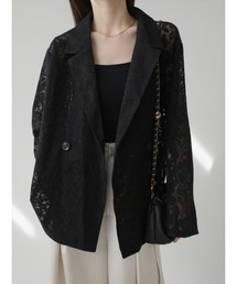 amel（エイメル）の「シアーフラワー レースジャケット ｜ ブラック（テーラードジャケット）」