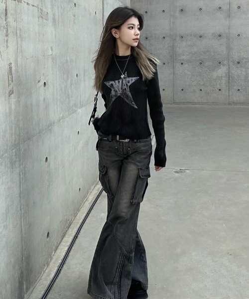 Alvia(アルビア)の「Y2Kプリント リブ Tシャツ(Tシャツ/カットソー・レディース・ブラック・M)」の6枚目の写真
