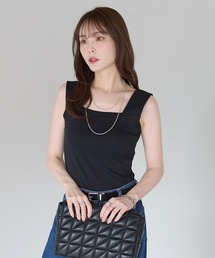 PREFERIR | スクエアネック タンクトップ|ブラ紐隠し インナー 見せない ノースリーブ 着回し ベーシック カットソー(タンクトップ)
