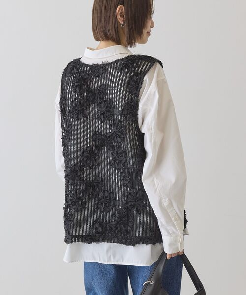 AMERICAN HOLIC（アメリカンホリック）の「【選べる丈】Vネックレースベスト（ベスト・レディース・ブラック/アイボリー/オフホワイト・L/M）」の12枚目の写真
