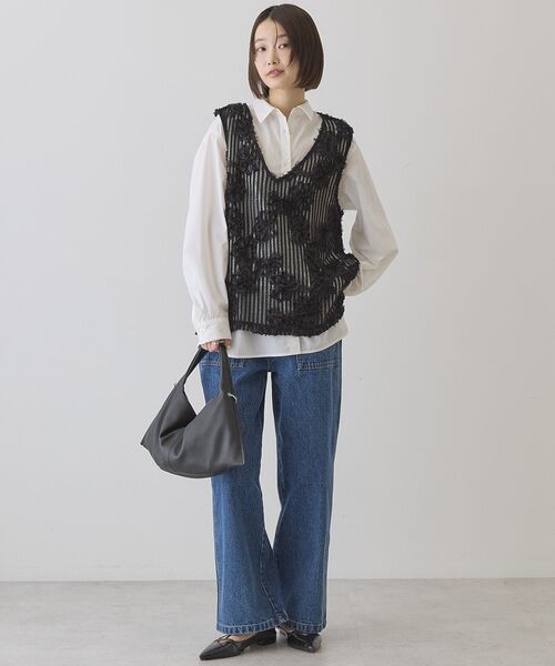 AMERICAN HOLIC（アメリカンホリック）の「【選べる丈】Vネックレースベスト（ベスト・レディース・ブラック/アイボリー/オフホワイト・L/M）」の17枚目の写真