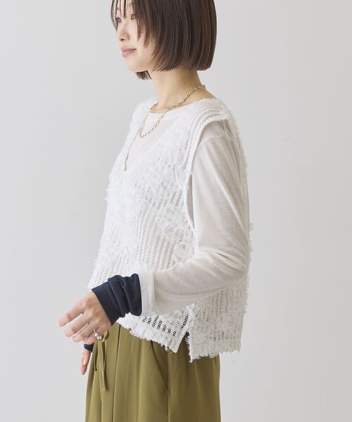 AMERICAN HOLIC（アメリカンホリック）の「【選べる丈】Vネックレースベスト（ベスト・レディース・ブラック/アイボリー/オフホワイト・L/M）」の22枚目の写真