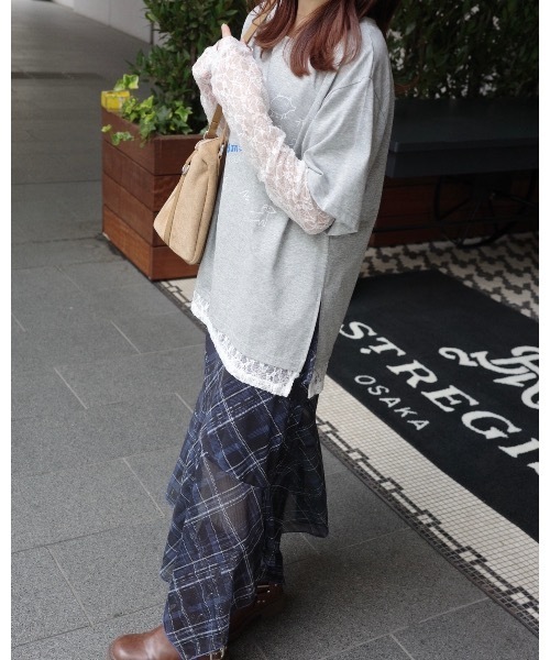 JUMELLE（ジュメロ）の「レースドッキングTシャツ（Tシャツ/カットソー・レディース・イエロー/グレー・FREE）」の3枚目の写真