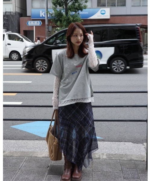 JUMELLE（ジュメロ）の「レースドッキングTシャツ（Tシャツ/カットソー・レディース・イエロー/グレー・FREE）」の5枚目の写真