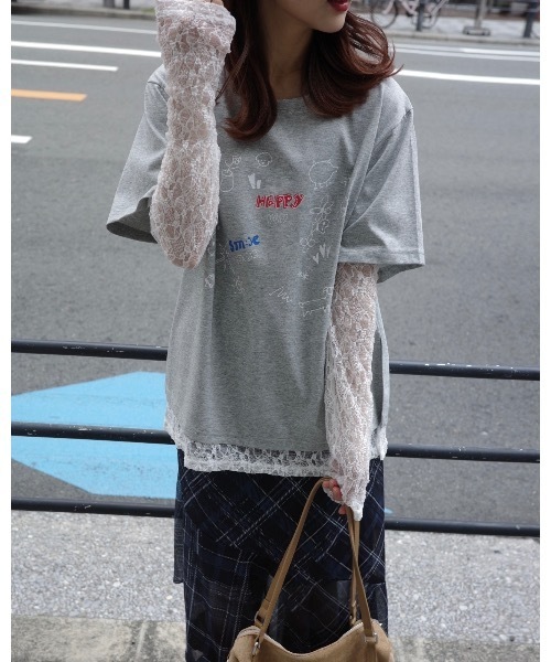 JUMELLE（ジュメロ）の「レースドッキングTシャツ（Tシャツ/カットソー・レディース・イエロー/グレー・FREE）」の6枚目の写真