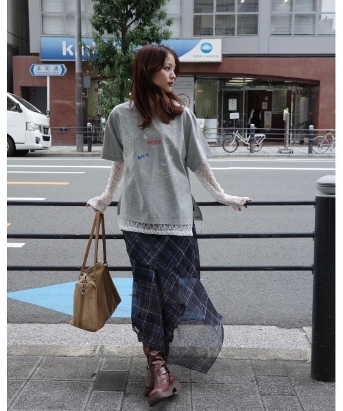 JUMELLE（ジュメロ）の「レースドッキングTシャツ（Tシャツ/カットソー・レディース・イエロー/グレー・FREE）」の7枚目の写真
