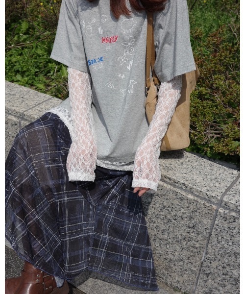 JUMELLE（ジュメロ）の「レースドッキングTシャツ（Tシャツ/カットソー・レディース・イエロー/グレー・FREE）」の9枚目の写真