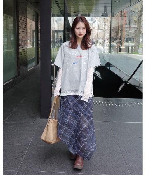 JUMELLE（ジュメロ）の「レースドッキングTシャツ（Tシャツ/カットソー・レディース・イエロー/グレー・FREE）」の12枚目の写真