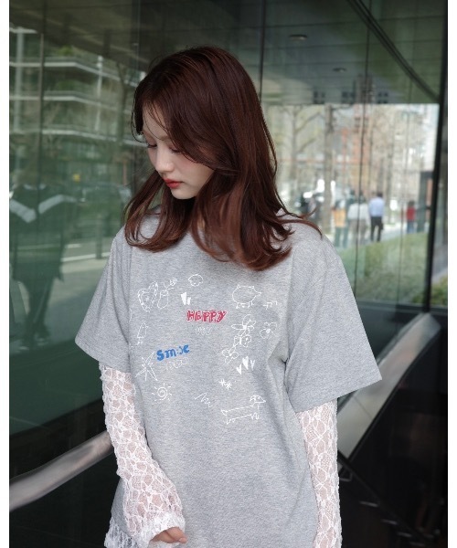 JUMELLE（ジュメロ）の「レースドッキングTシャツ（Tシャツ/カットソー・レディース・イエロー/グレー・FREE）」の13枚目の写真