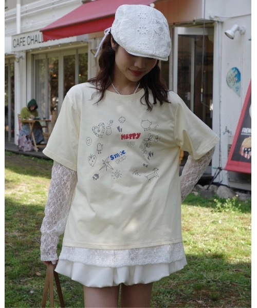 JUMELLE（ジュメロ）の「レースドッキングTシャツ（Tシャツ/カットソー・レディース・イエロー/グレー・FREE）」の20枚目の写真