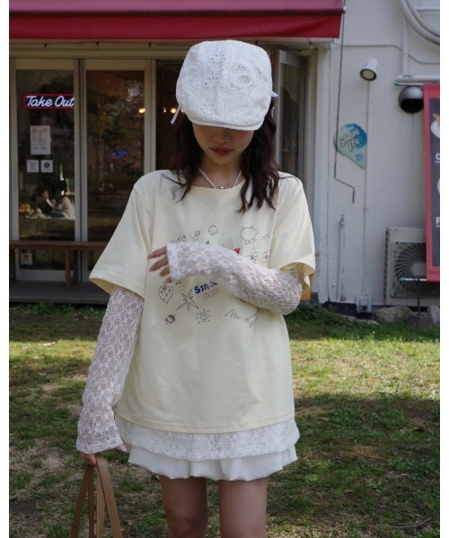 JUMELLE（ジュメロ）の「レースドッキングTシャツ（Tシャツ/カットソー・レディース・イエロー/グレー・FREE）」の21枚目の写真