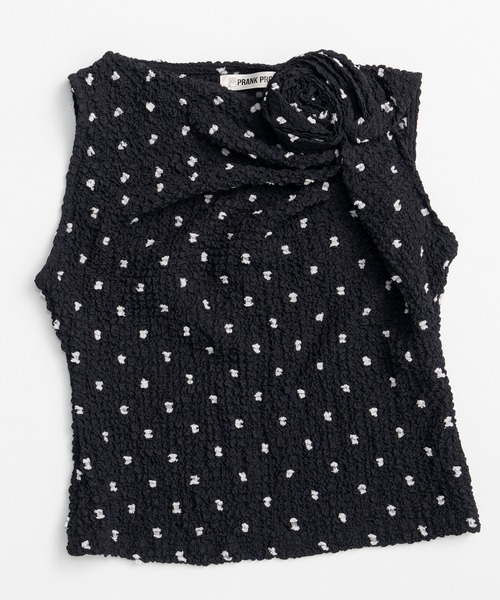 PRANK PROJECT(プランクプロジェクト)の「【2026Summer Pre-Order】モチーフトップス / Rose Motif Ripple Top(Tシャツ/カットソー・レディース・マルチ/アイボリー・FREE)」の6枚目の写真