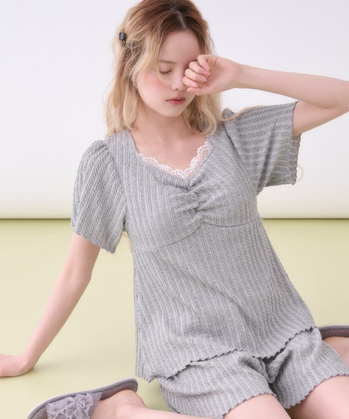 SET ITEM】Cable Knit Cup-in set /ケーブルカットカップ付き