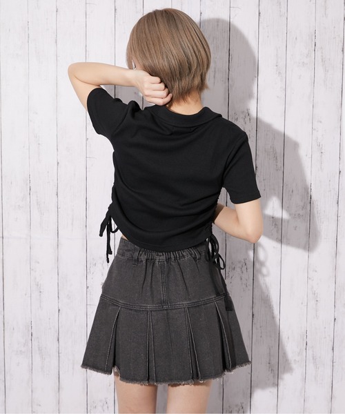 GORGE(ゴージ)の「《サイドドロスト×エンブレム刺繍》スキッパーTシャツ/ストリート/春夏/全2色(Tシャツ/カットソー・レディース・ブラック/ホワイト・F)」の6枚目の写真