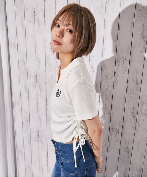 GORGE(ゴージ)の「《サイドドロスト×エンブレム刺繍》スキッパーTシャツ/ストリート/春夏/全2色(Tシャツ/カットソー・レディース・ブラック/ホワイト・F)」の9枚目の写真