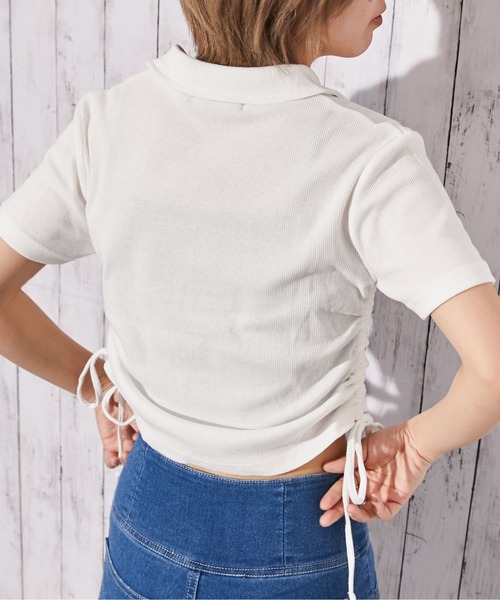 GORGE(ゴージ)の「《サイドドロスト×エンブレム刺繍》スキッパーTシャツ/ストリート/春夏/全2色(Tシャツ/カットソー・レディース・ブラック/ホワイト・F)」の10枚目の写真