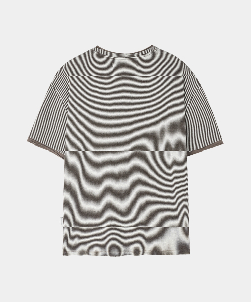 MAISON MINED(メゾンミネド)の「STRIPE LAYERED HALF T BROWN(Tシャツ/カットソー・メンズ・その他・SMALL/MEDIUM/LARGE)」の7枚目の写真