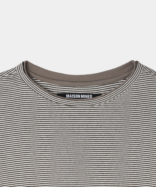 MAISON MINED(メゾンミネド)の「STRIPE LAYERED HALF T BROWN(Tシャツ/カットソー・メンズ・その他・SMALL/MEDIUM/LARGE)」の6枚目の写真