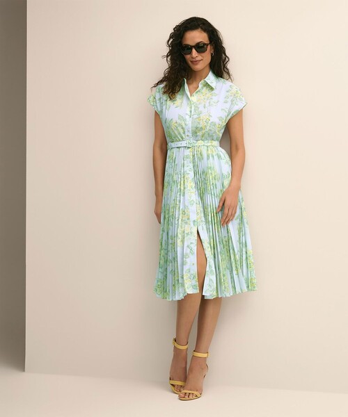BROOKS BROTHERS(ブルックスブラザーズ)の「ポリエステル フローラルプリント プリーツ シャツドレス(ワンピース・レディース・ブルー・0/2/4/6/8)」の5枚目の写真