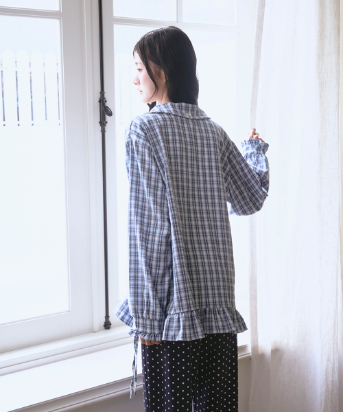 THE GREEN LAB（ザグリーンラボ）の「ラブリーカラー チェック フリル ロングトップ [ブルー]（シャツ/ブラウス・レディース・その他・FREE）」の17枚目の写真