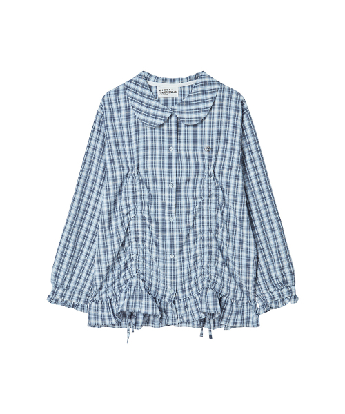 THE GREEN LAB（ザグリーンラボ）の「ラブリーカラー チェック フリル ロングトップ [ブルー]（シャツ/ブラウス・レディース・その他・FREE）」の9枚目の写真