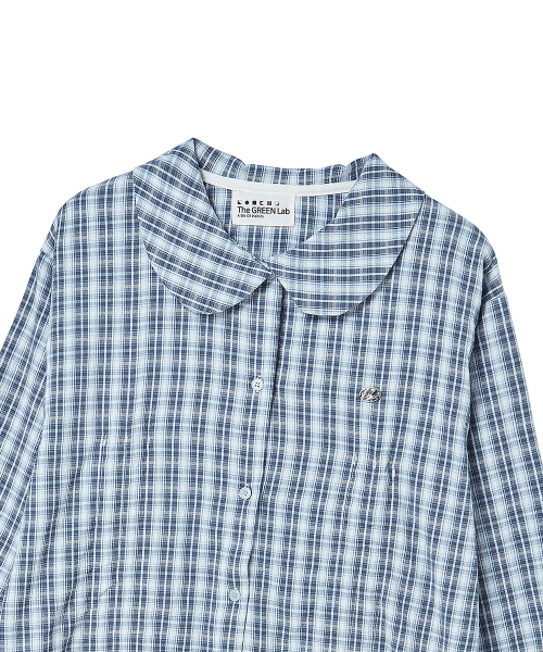 THE GREEN LAB（ザグリーンラボ）の「ラブリーカラー チェック フリル ロングトップ [ブルー]（シャツ/ブラウス・レディース・その他・FREE）」の10枚目の写真