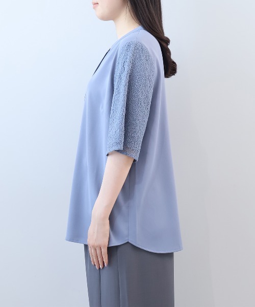 fleur by mint breeze(フルールバイミントブリーズ)の「【L~5L 大きいサイズ】レーススリーブバンドカラーブラウス(シャツ/ブラウス・レディース・ネイビー/ブルー/オフホワイト・LL/3L/4L/5L/L)」の17枚目の写真