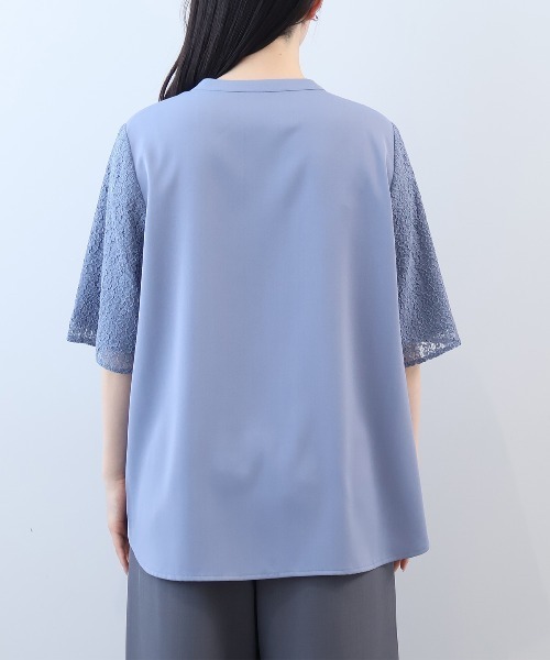 fleur by mint breeze(フルールバイミントブリーズ)の「【L~5L 大きいサイズ】レーススリーブバンドカラーブラウス(シャツ/ブラウス・レディース・ネイビー/ブルー/オフホワイト・LL/3L/4L/5L/L)」の18枚目の写真