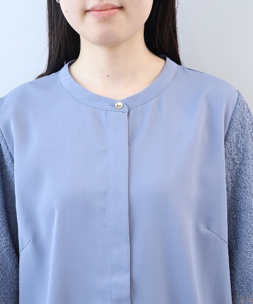 fleur by mint breeze(フルールバイミントブリーズ)の「【L~5L 大きいサイズ】レーススリーブバンドカラーブラウス(シャツ/ブラウス・レディース・ネイビー/ブルー/オフホワイト・LL/3L/4L/5L/L)」の19枚目の写真