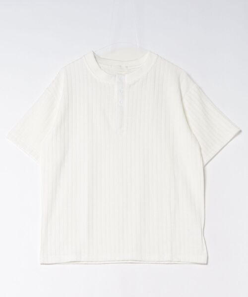 Ritzy(リッツィー)の「リブ素材 ヘンリーネックリブ半袖 T シャツ(Tシャツ/カットソー・メンズ・ブラック/ホワイト・L/M/XL)」の4枚目の写真