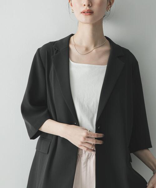URBAN RESEARCH（アーバンリサーチ）の「『UR TECH DRYLUXE』ハーフスリーブジャケット（その他アウター・レディース・ベージュ/ブラック・FREE）」の16枚目の写真