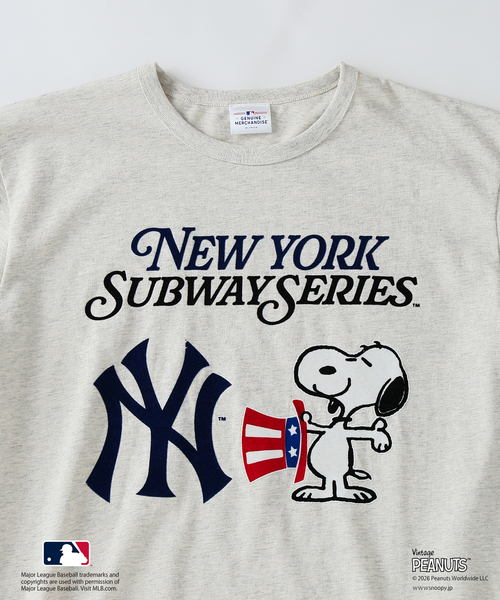 Vintage PEANUTS(ビンテージピーナッツ)の「PEANUTS / ピーナッツ 別注 MLB ベースボール プリントTシャツ(Tシャツ/カットソー・メンズ・ブラック系その他/グレー/アイボリー/エメラルドブルー/ホワイト・MEDIUM/LARGE)」の22枚目の写真