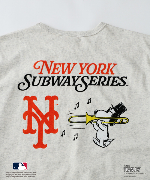 Vintage PEANUTS(ビンテージピーナッツ)の「PEANUTS / ピーナッツ 別注 MLB ベースボール プリントTシャツ(Tシャツ/カットソー・メンズ・ブラック系その他/グレー/アイボリー/エメラルドブルー/ホワイト・MEDIUM/LARGE)」の12枚目の写真